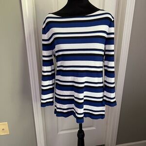 Ralph Lauren Women's Long Sleeve Striped Top - Blue and White